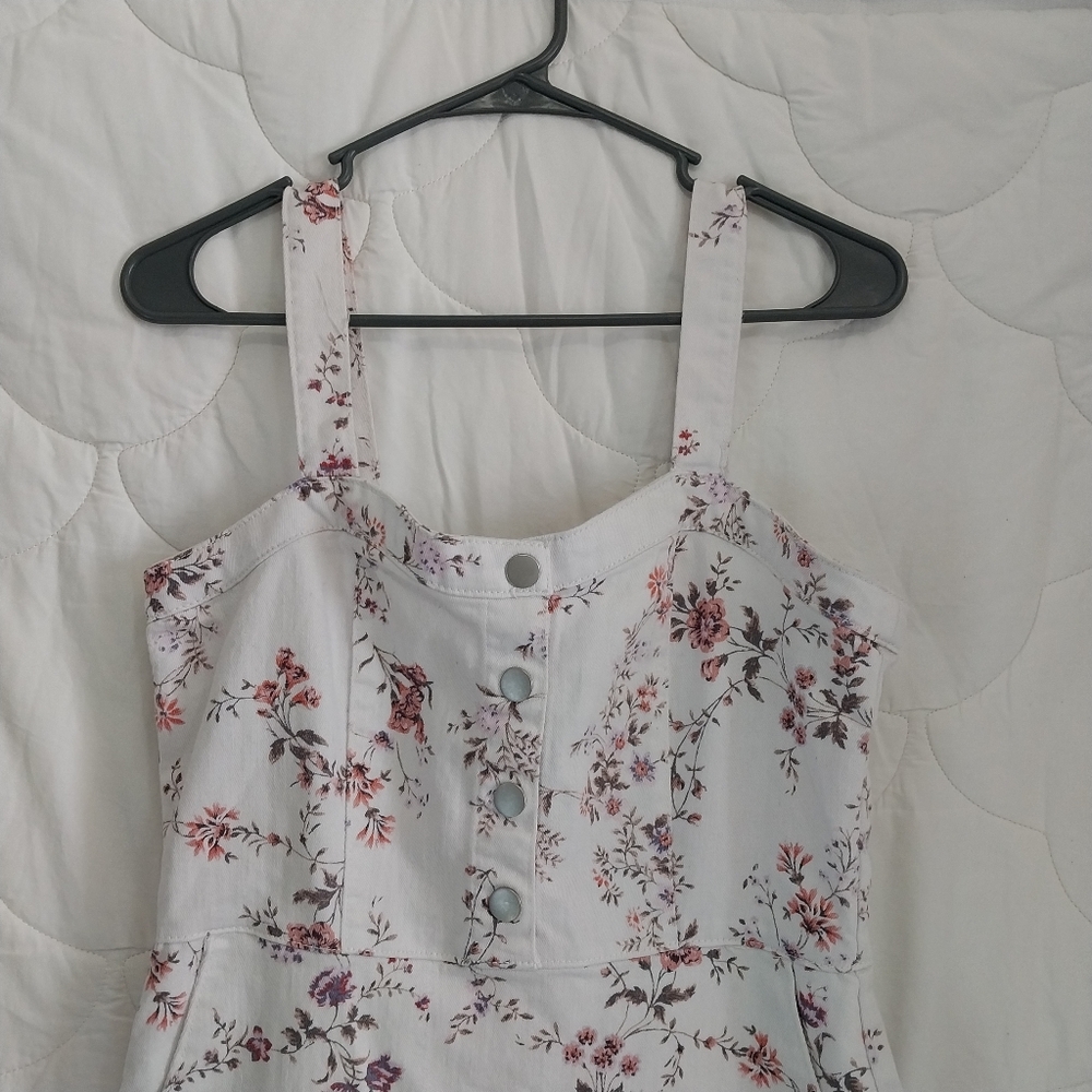 NoBo No Boundaries Juniors (Girls) 11-13 Large Floral White Demin Summer Dress - Picture 4 of 13